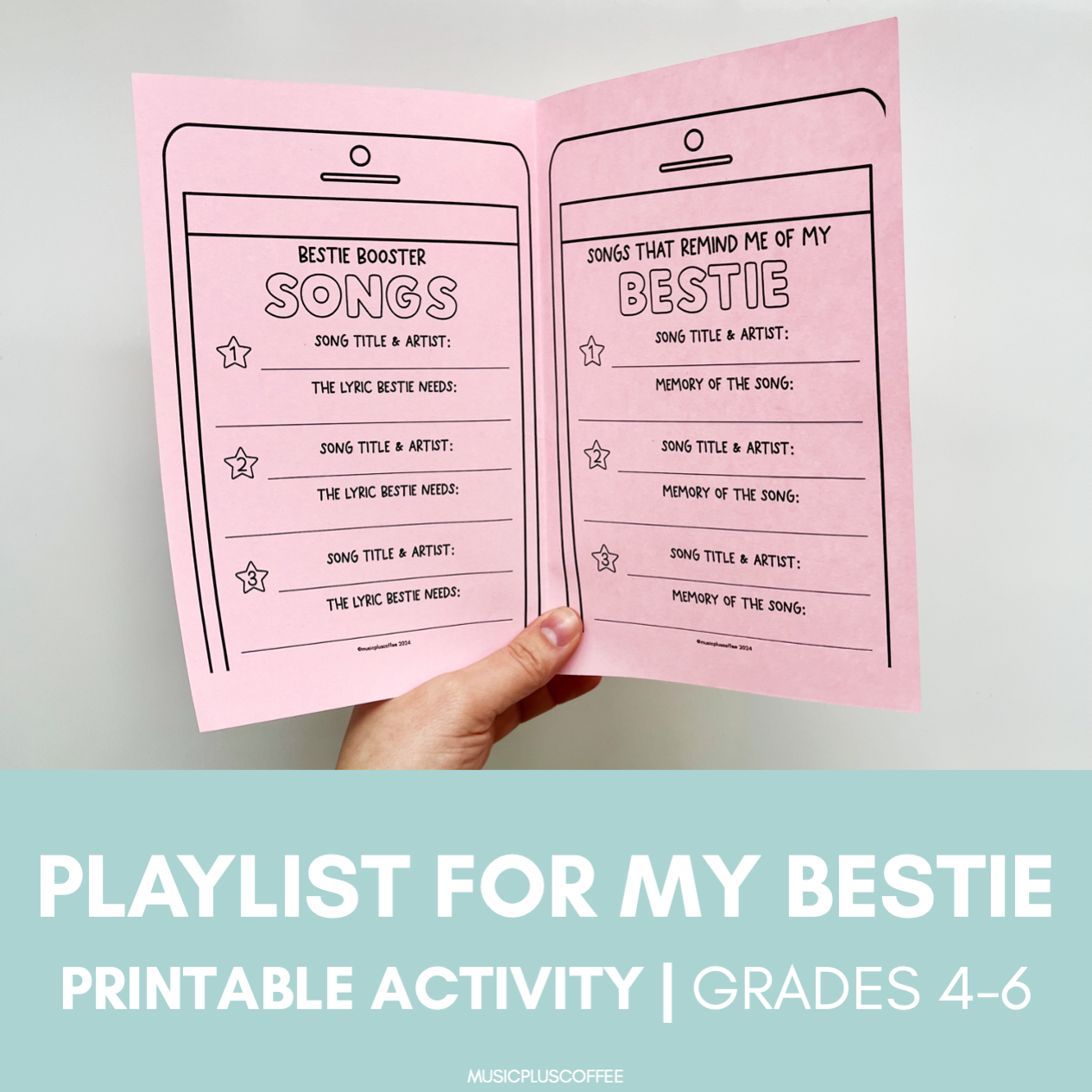Playlist For My Bestie | Valentine's Day Activity | Music Printables