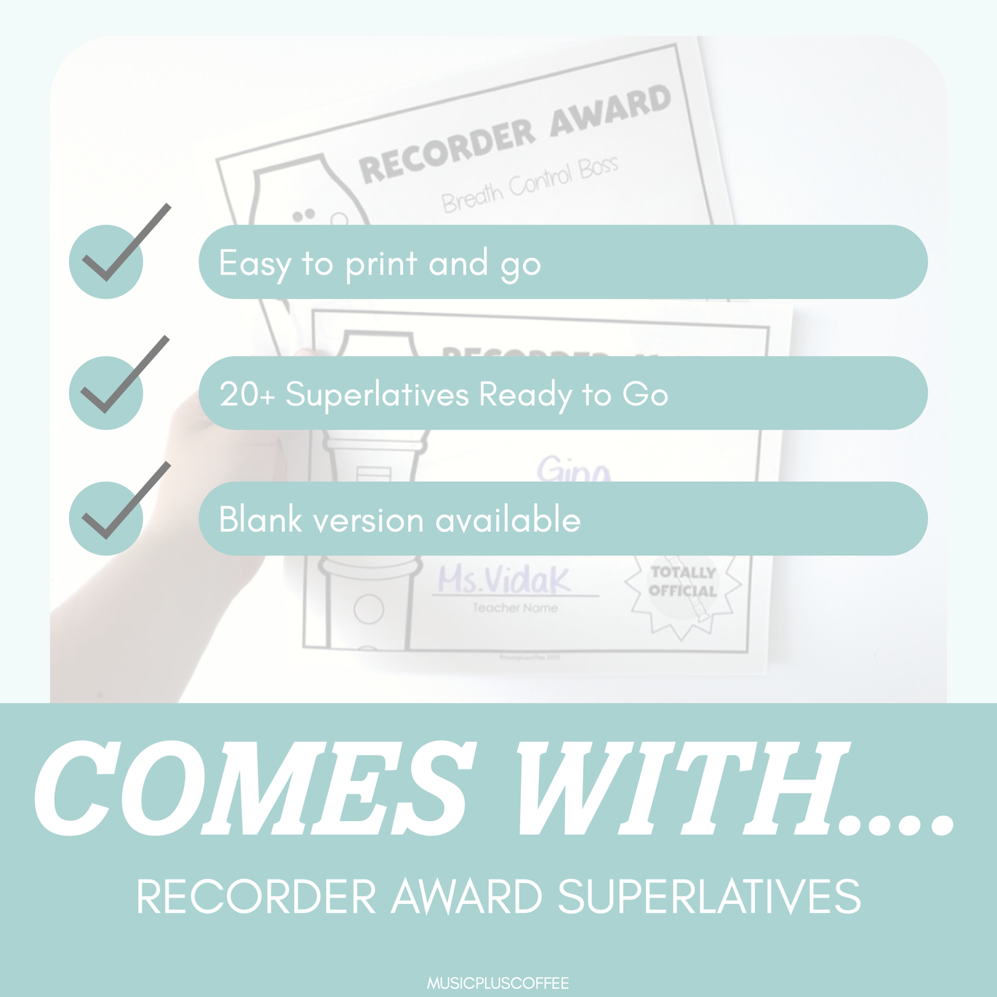 Recorder Awards - Superlatives | Printable