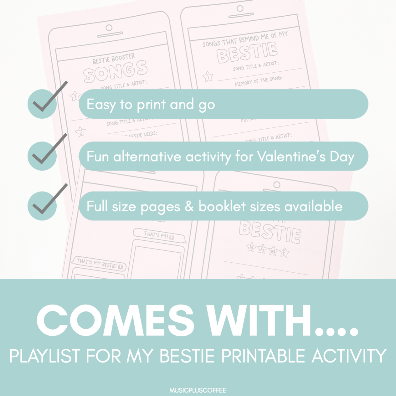 Playlist For My Bestie | Valentine's Day Activity | Music Printables