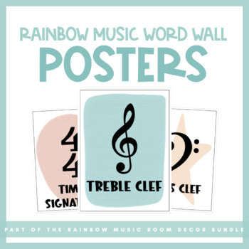 Music Word Wall Posters | Rainbow Music Room Decor