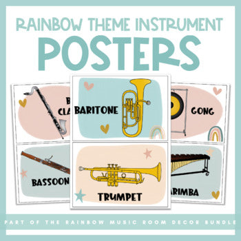 Instruments Posters | Rainbow Music Room Decor