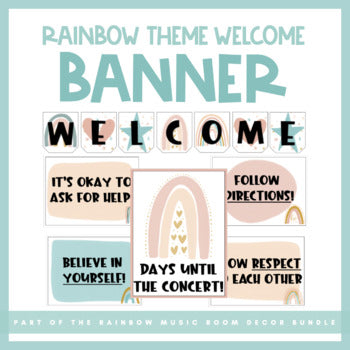 Welcome Banner & Countdown Posters | Rainbow Music Room Decor