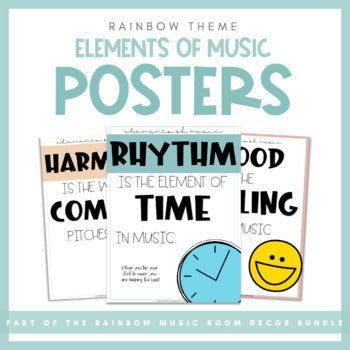 Elements of Music Posters | Rainbow Music Room Decor