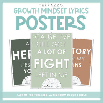 Growth Mindset Lyric Posters | Terrazzo Music Room Decor