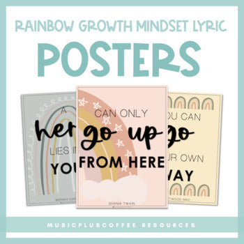 Growth Mindset Lyric Posters | Rainbow Music Room Decor