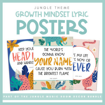 Growth Mindset Lyric Posters | Jungle Music Room Decor