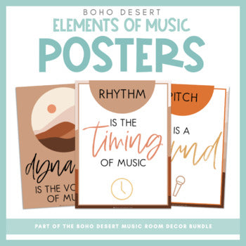 Elements of Music Posters | Boho Desert Music Room Decor