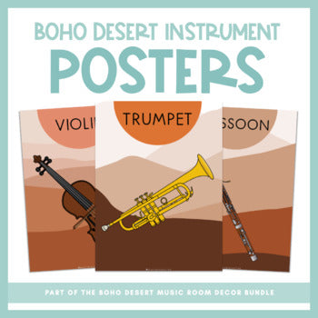 Instrument Posters | Boho Desert Music Room Decor