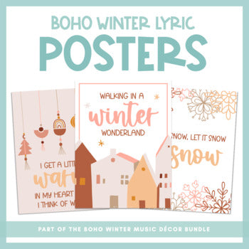Boho Winter Lyric Posters | Boho Winter Music Decor