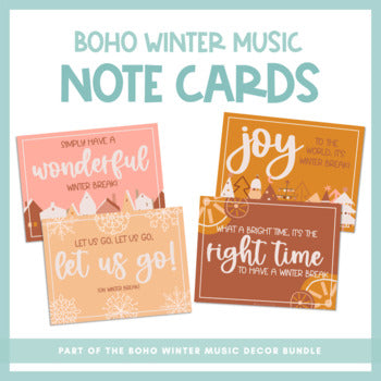 Boho Winter Music Note Cards | Free!