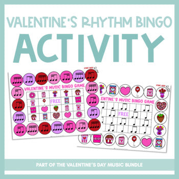 Valentine's Day Rhythm Bingo Game | Printable & Virtual Learning Activity