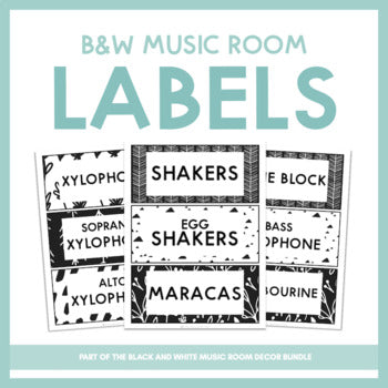 Music Room Labels | Black and White Music Room Decor