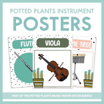 Instrument Posters | Potted Plants Music Room Decor