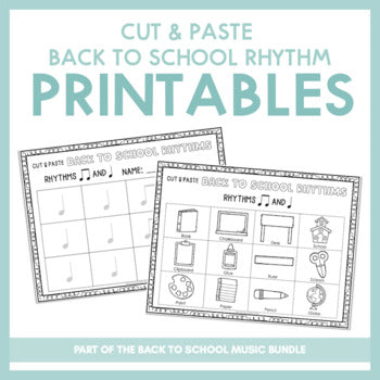 Cut & Paste Back To School Music Rhythms | Printable