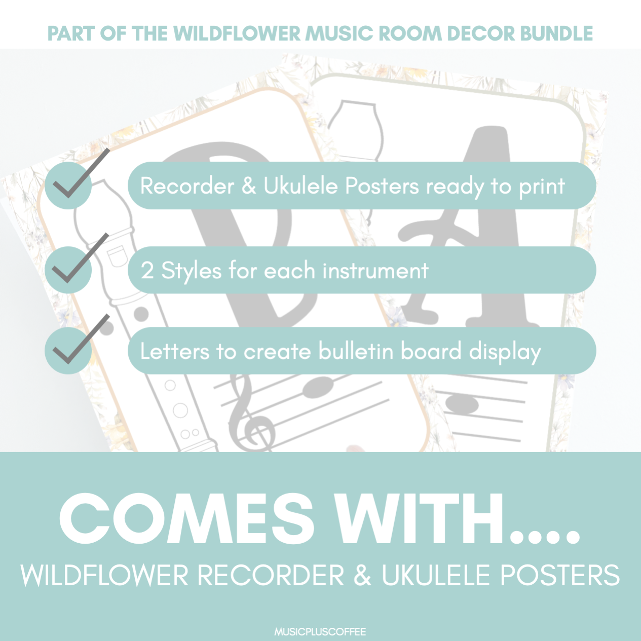 Recorder & Ukulele | Wildflower Music Room Decor