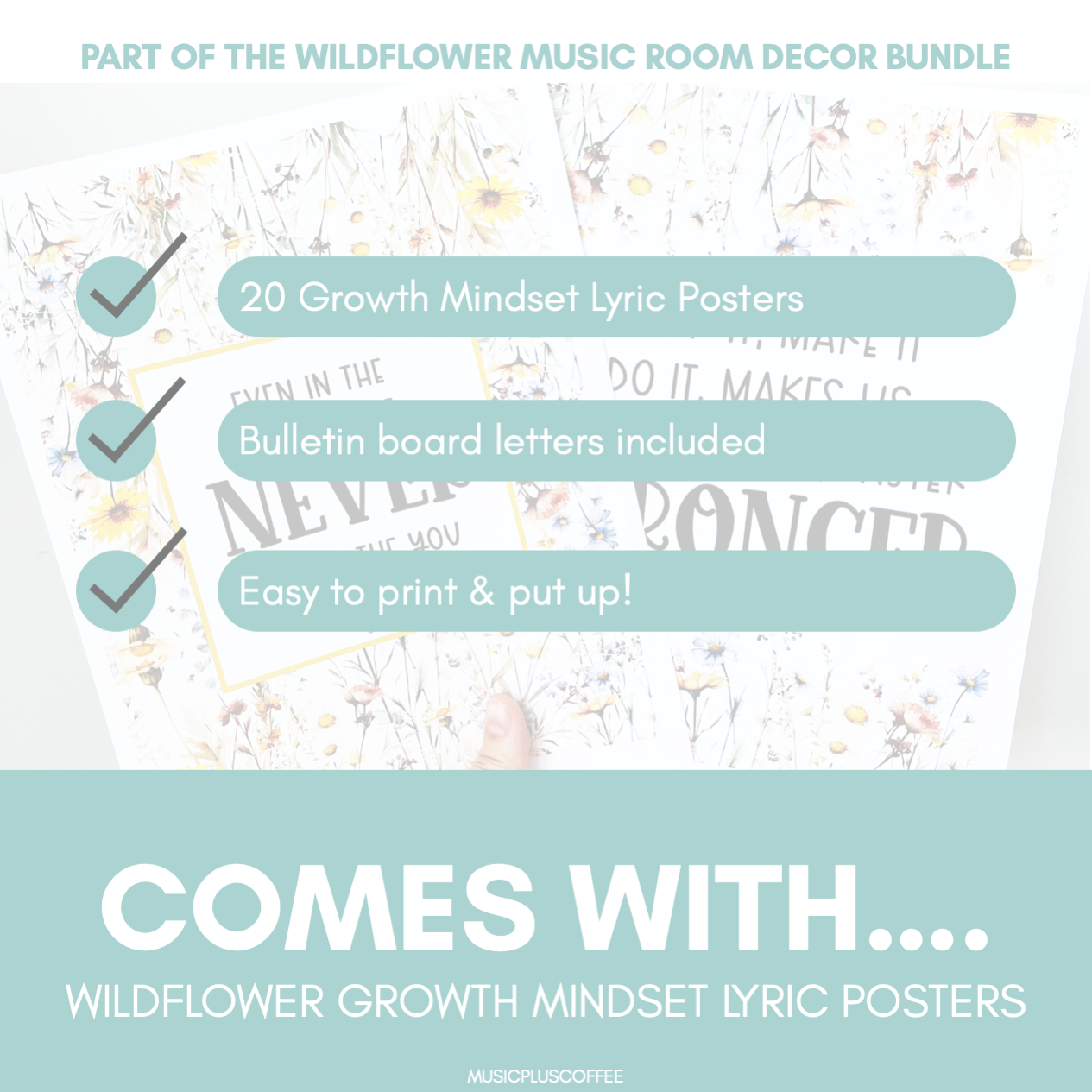 Growth Mindset Lyric Posters | Wildflower Music Room Decor