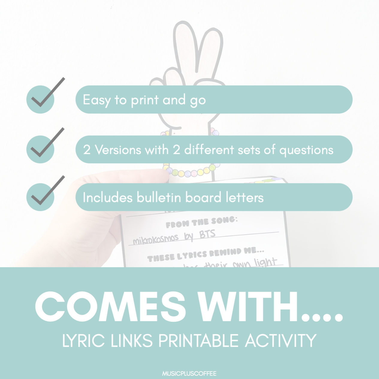 Lyric Links - Affirmation Bracelet | Printable Activity & Bulletin Board