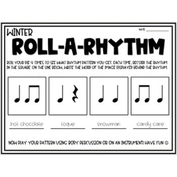 Winter/Christmas Roll-A-Rhythm Activity