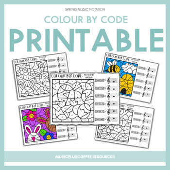 Spring Music Notation - Color By Code | Printable