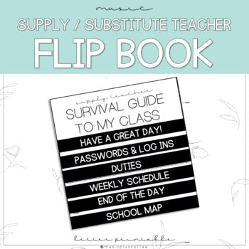 Substitute Teacher Survival Guide Flip Book | Editable