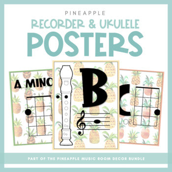 Recorder & Ukulele Posters | Pineapple Music Room Decor