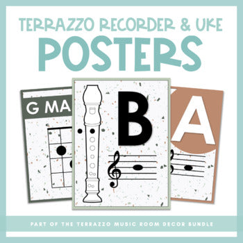 Recorder & Ukulele Posters | Terrazzo Music Room Decor