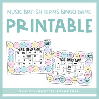 Music Bingo Notation Game (British Terms) | Printable