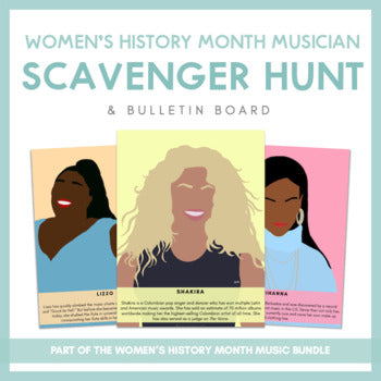 Women's History Month Musician Scavenger Hunt | Bulletin Board •  Printables