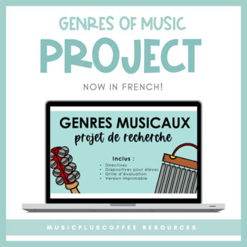 FRENCH Genres of Music Research Project for Google Slides™ | Distance Learning