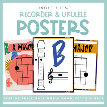 Recorder & Ukulele Posters | Jungle Music Room Decor