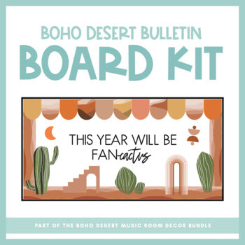 Fan-Cactus Bulletin Board Kit | Boho Desert Music Room Decor