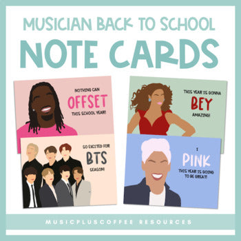 Musician Back To School Note Cards | Free!