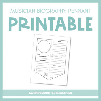 Musician Biography Pennant Printable | Free!