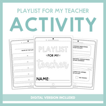 Playlist For My Teacher | Printable