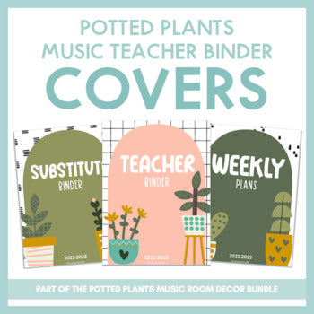 Music Teacher Binder Covers | Potted Plants Music Room Decor