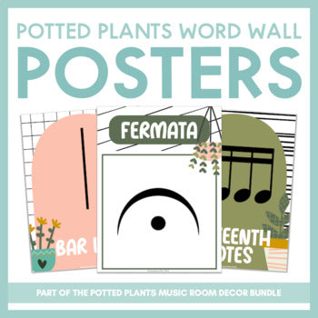 Music Word Wall Posters | Potted Plants Music Room Decor