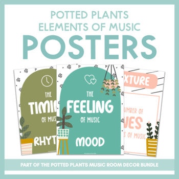 Elements of Music Posters | Potted Plants Music Room Decor